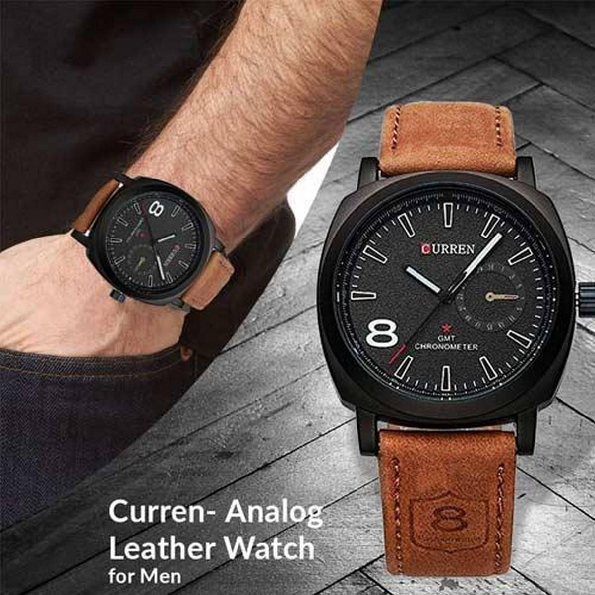 Black Analog Watch For Men