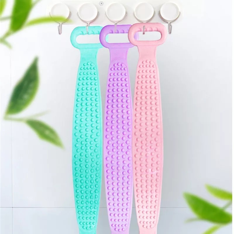 Silicone Body Double Side Shower Exfoliating Belt Wash