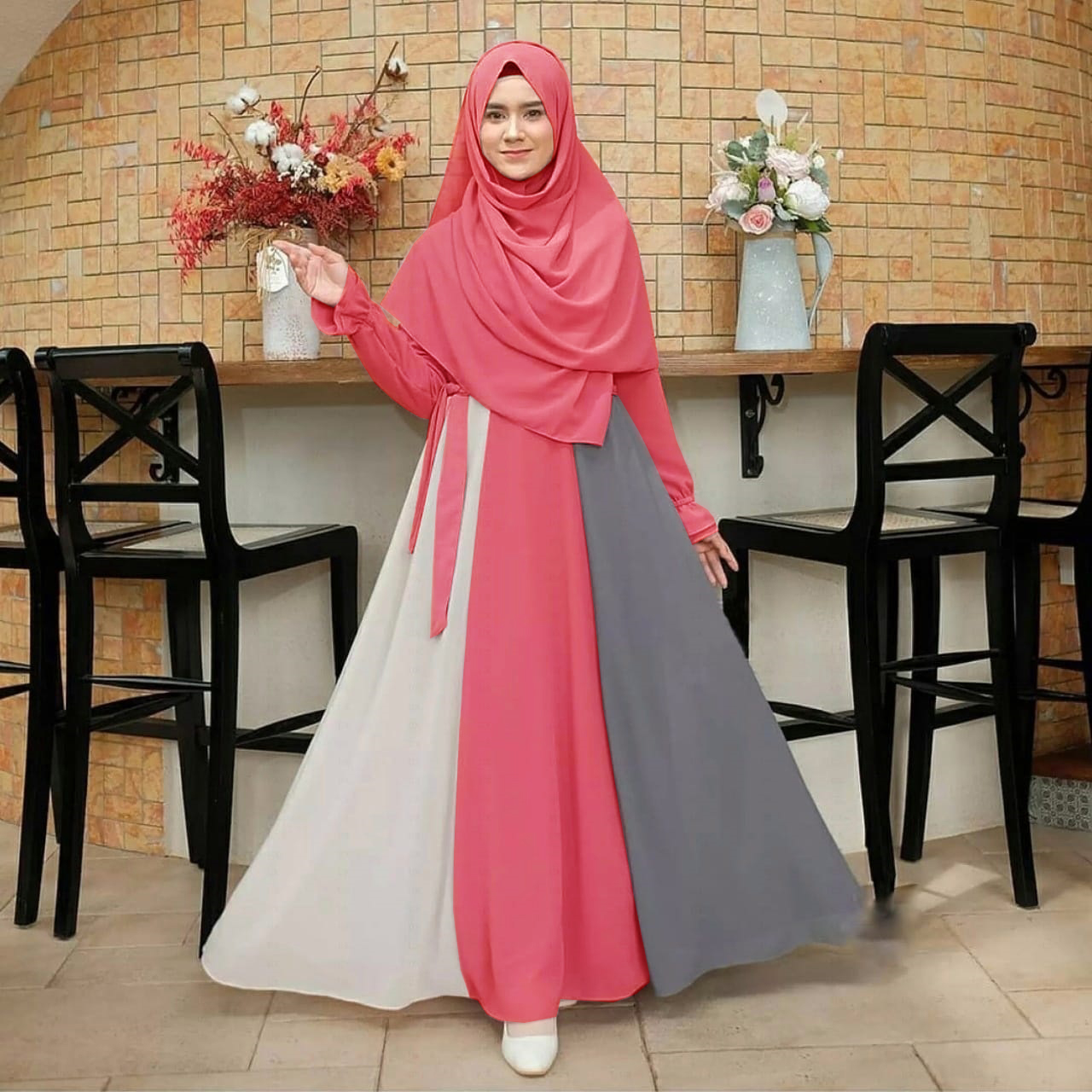 abaya borka Rainbow-2 Gown With Hijab Dubai Cherry stylish party borka hijab fashion collection Fashionable khimar Lycra borka for Women