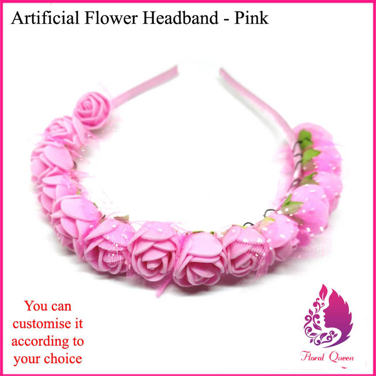 Artificial Pink Flower Hair Band For Girls And Woman