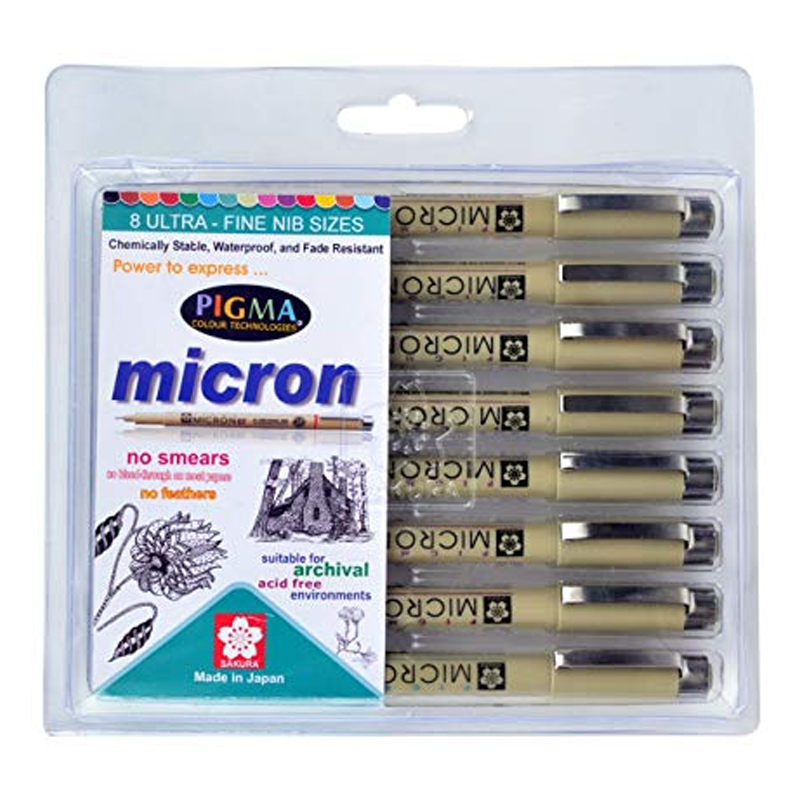 badgeSakura Pigma Micron Pen Set , Art Marker Pens Graphic Brush Needle Drawing Markers black ink Sketc