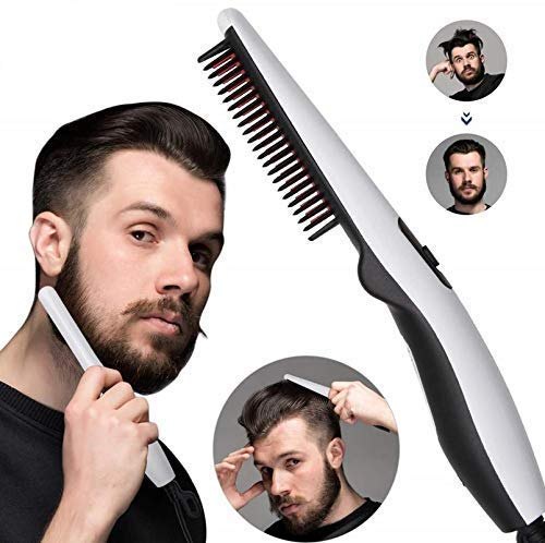 Beard and Hair Straightening Brush, Electric Styler Comb for Men with Side Hair