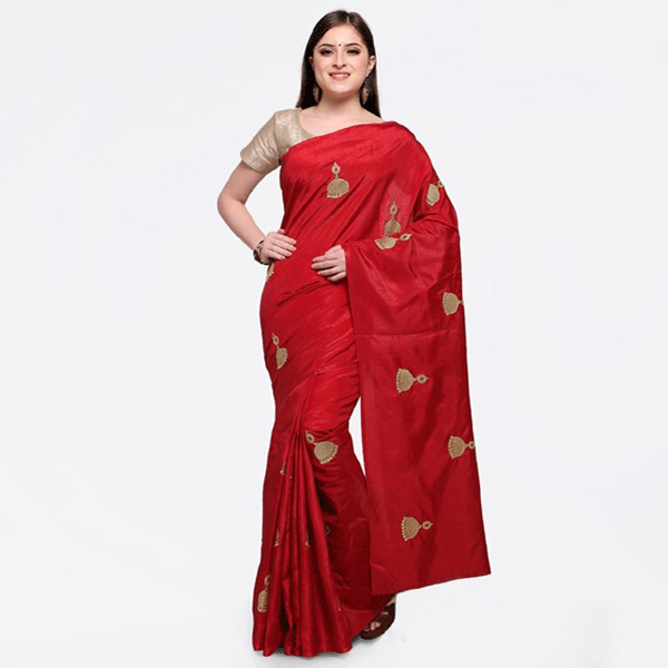 Fashionable colorful pure silk saree for women with blouse piece