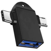 2 in 1 OTG Adapter USB 3.0 Female To Micro USB Male and type c Male Connector Aluminum Alloy on The Go Converter Xiaomi Samsung