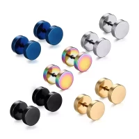 2 Pcs Men's Simple Temperament Dumbbell Earrings