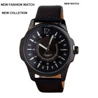 Artificial Leather Analog Watch for Men - Black