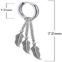 Korean Boho Stainless steel Drop Earrings Punk Men Women Dangle Earrings Long Tassel Dangle Earrings Fashion Feather Boy Jewelry
