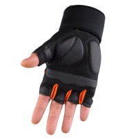 Men's Weight Lifting Gym Fitness Workout Training Exercise Half Gloves-orange M