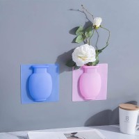Silicone Sticky Vase Stick on The Wall Magic Flower Plant Vases Flower Container for Home Offices Wall Decorations