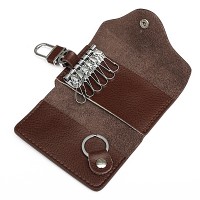 Soft Men's Leather Wallet Car Key Chain Holder Accessory 6 Ring Pouch Purse Case Coffee - Coffee