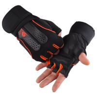 Men's Weight Lifting Gym Fitness Workout Training Exercise Half Gloves-orange M