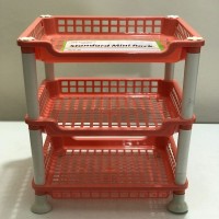 Multi functional 3 Layer Plastic Kitchen Bathroom Shelf Organizer Storage Standard Mini Rack - (1 Piece)