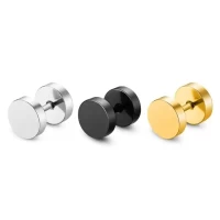 2 Pcs Men's Simple Temperament Dumbbell Earrings