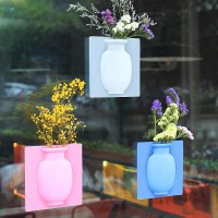 Silicone Sticky Vase Stick on The Wall Magic Flower Plant Vases Flower Container for Home Offices Wall Decorations