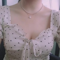 Women's Jewelry Fashion Cape Pearl Choker Necklace Cute Double Layer Chain Pendant For Girls Gift