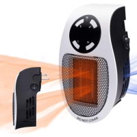 500W Space Heater, Wall Outlet Electric Space Heater with Adjustable Thermostat & Timer Compact for Office Home