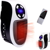 500W Space Heater, Wall Outlet Electric Space Heater with Adjustable Thermostat & Timer Compact for Office Home