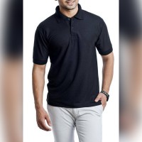 Black Cotton polo for men