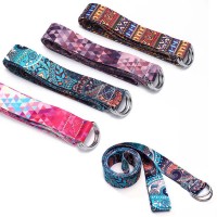 Color Pattern Stretchy Yoga Band Cotton Adjustable D-Ring Black