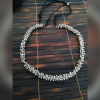 Fashionable Silver Jhuluri Adjustable Tassel Choker Necklace