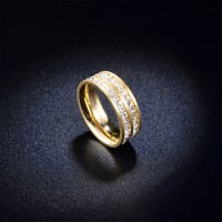 Gold Plated Ring Simulated Diamond Ring Women Rings Double Row Stackable Ring