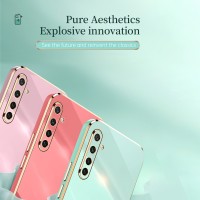 Hontinga for Realme 6 Back Cover Luxury 6D Plating Soft Case Silicone Square Frame Shiny Bling Phone Cases