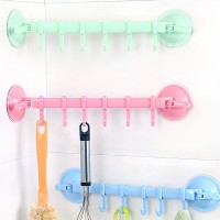 1PC Adjustable Hook Rack Double Suction Cup Towel Rack Hanging Shelves Hook Holder Lock Type Sucker Kitchen Bathroom Accessories