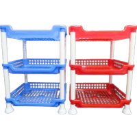 Multi functional 3 Layer Plastic Kitchen Bathroom Shelf Organizer Storage Standard Mini Rack - (1 Piece)