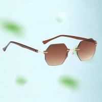 Oversized Geometry Sunglasses for Women Gradient Color Lens Glasses Anti-Scratching Driving Sun Glasses Eyewear Rimless sunglasses - Gradient Gray