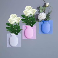 Silicone Sticky Vase Stick on The Wall Magic Flower Plant Vases Flower Container for Home Offices Wall Decorations