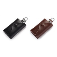 Soft Men's Leather Wallet Car Key Chain Holder Accessory 6 Ring Pouch Purse Case Coffee - Coffee