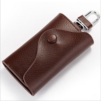 Soft Men's Leather Wallet Car Key Chain Holder Accessory 6 Ring Pouch Purse Case Coffee - Coffee