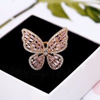 Women Butterfly Ring Vintage Alloy Butterfly Knuckle Ring Rhinestone Finger Ring luxury shiny