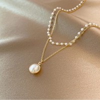 Women's Jewelry Fashion Cape Pearl Choker Necklace Cute Double Layer Chain Pendant For Girls Gift