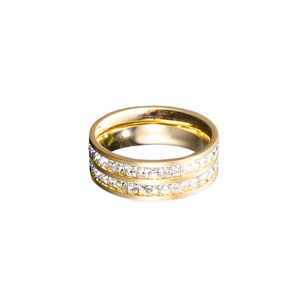 Gold Plated Ring Simulated Diamond Ring Women Rings Double Row Stackable Ring