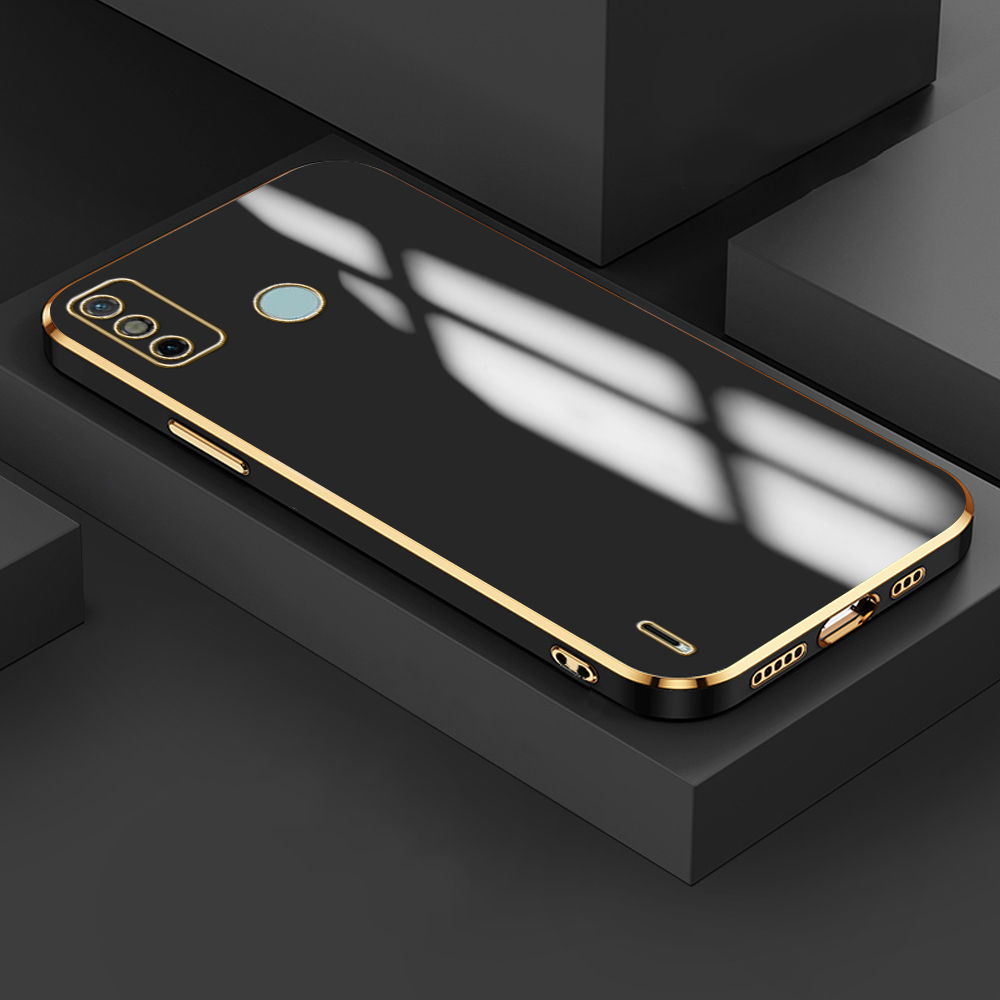 Hontinga for Realme 6 Back Cover Luxury 6D Plating Soft Case Silicone Square Frame Shiny Bling Phone Cases