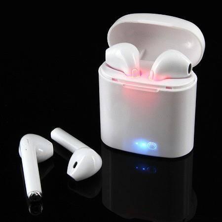 I7S Double Dual Mini Wireless 4.1 Bluetooth Earphone With Power Case - White
