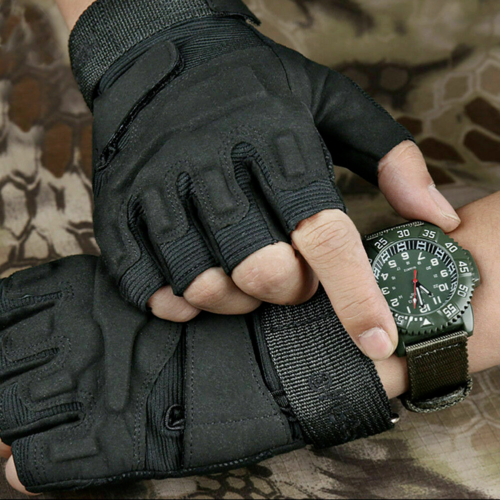 Mens Half Finger Gloves Fingerless Outdoor Cycling Tactical Gloves