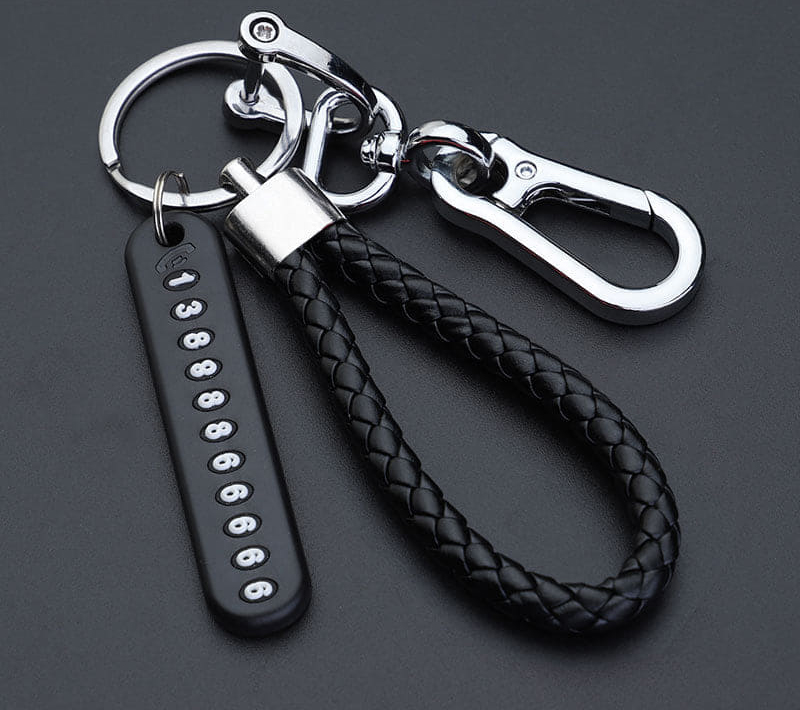 pendant keychain Gift for Husband High Car Key Ring Anti-Lost Number Plate Braided Rope Pendant Keychain Holder Punk Accessories