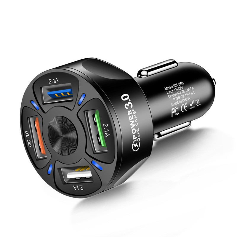 Power QC3.0 Quick Charge 5V/7A 4 USB Car Chargers Auto USB Adapter Fast Charging