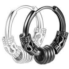 Retro Cool Punk Men's Dragon Stud Earrings Round Earring Pendant for Men Earings Rock Statement Jewelry