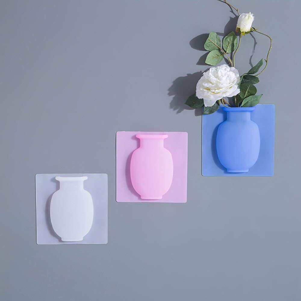 Silicone Sticky Vase Stick on The Wall Magic Flower Plant Vases Flower Container for Home Offices Wall Decorations