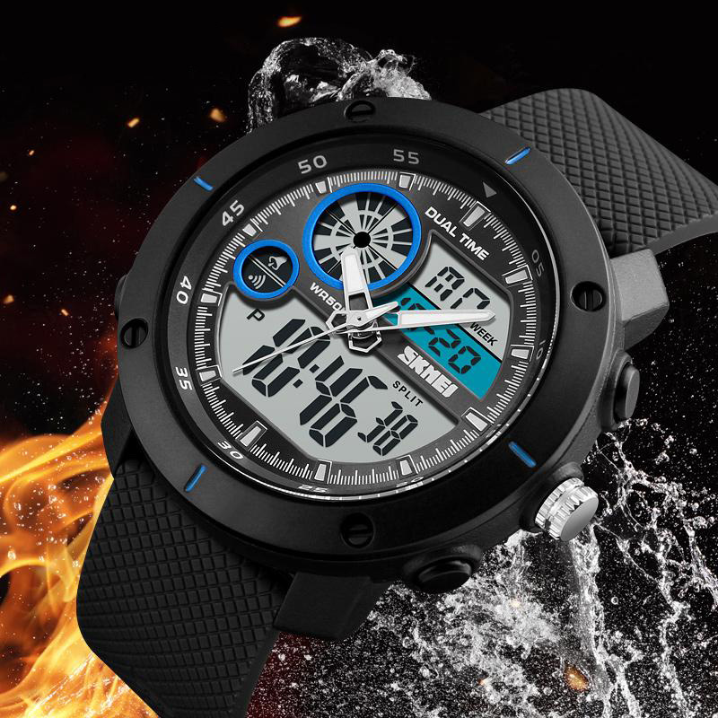 SKMEI New Men Sports Watches Digital Fashion Watch EL Light Dual Display Watch Alarm Chrono Sport 50M Waterproof Wristwatches 1361